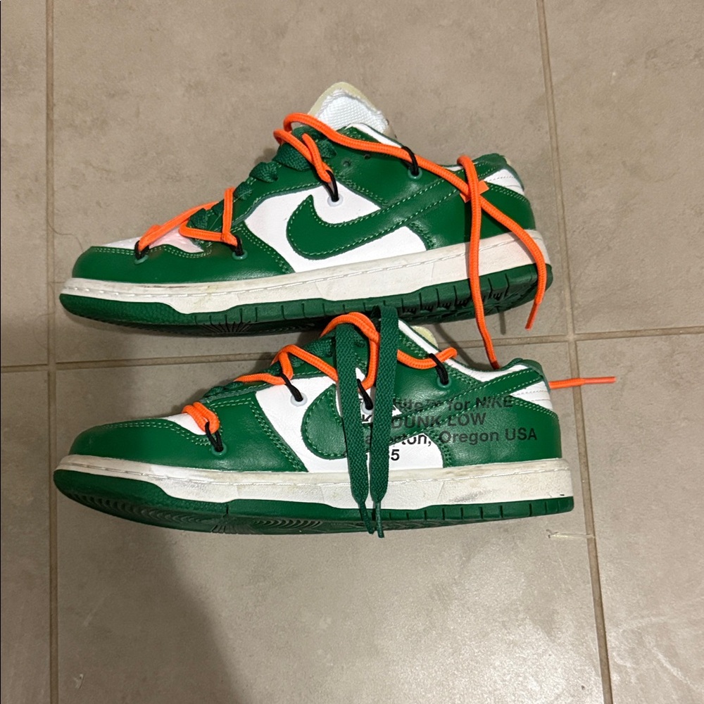 Nike green & orange dunk low off white